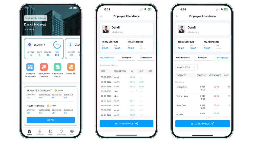 Fitur absensi pada aplikasi Nimbus9